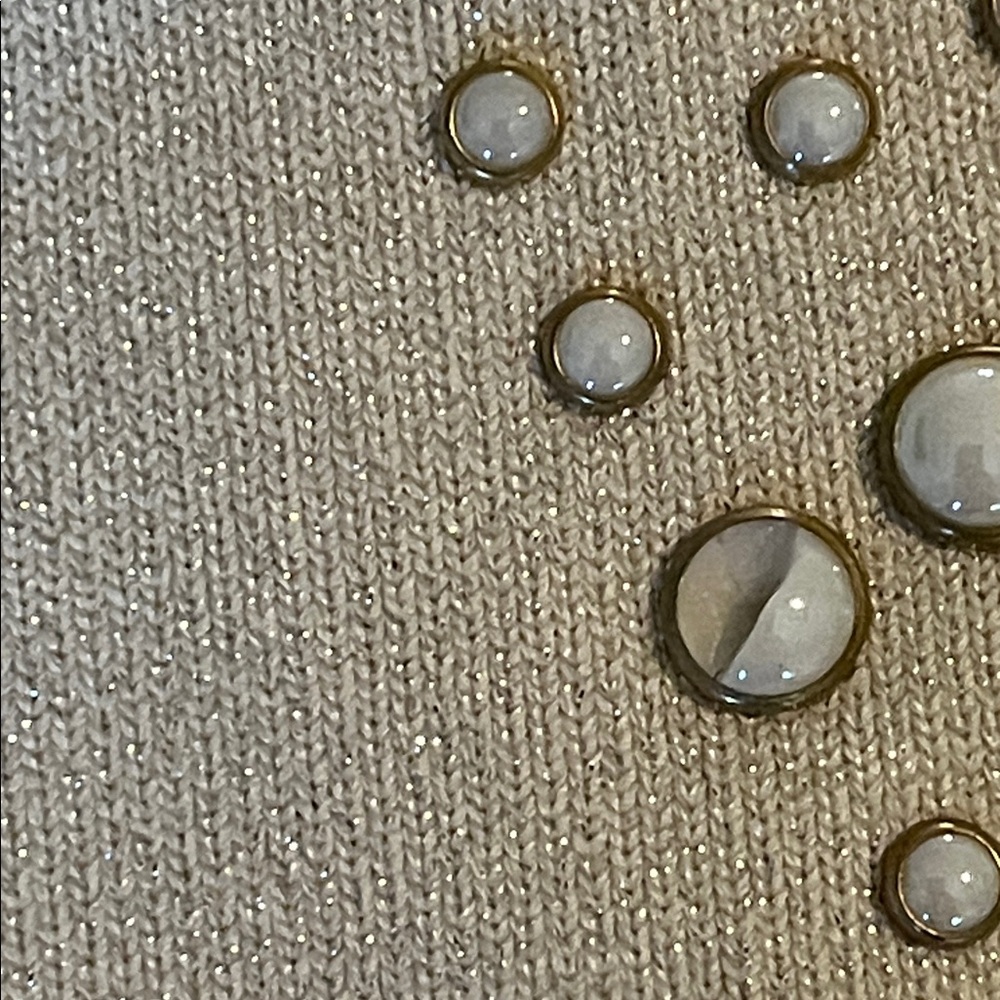 Sandro | Ariane Faux Pearl-Embellished Knitted Dress Gold Metallic Size 38/6 - Picture 15 of 15